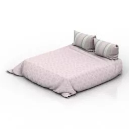 Low Bed With Bedclothes Set 3d model