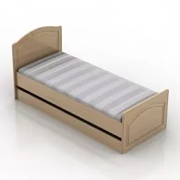 Slim Bed With Drawer 3d model