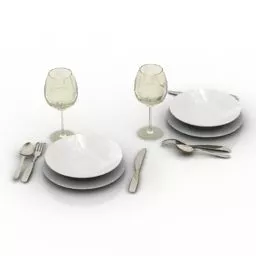 Utensil Set On Table 3d model