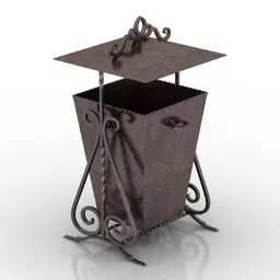 Rustic Old Trash Bin 3d model