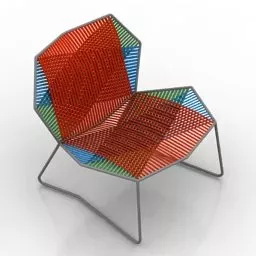 Rattan Chair Furniture With Wood Table 3d model
