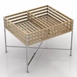 Curved Rack Shelf With Drawers 3d model