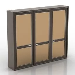 Black Wardrobe With Mirror 3d model