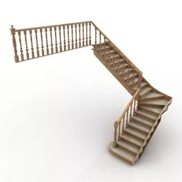 Corner Stair Wooden Material 3d model