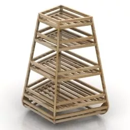Shoes Rack Wood Bars 3d model