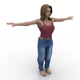 Girl With Hello Kitty Toy 3d model