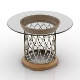 Round Glass Table With Cylinder Leg 3d model