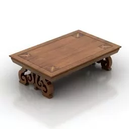 Low Wood Table Carved Leg 3d model Low Wood Table Carved Leg 3d model
