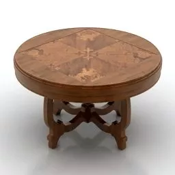 Rustic Wood Round Table 3d model
