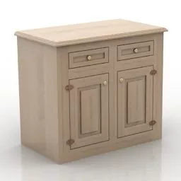 Locker Antique Style With Brass Handle 3d model