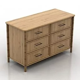 Wood Locker Six Drawers 3d model
