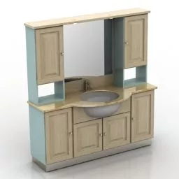 Wash Basin Cabinet Set 3d model