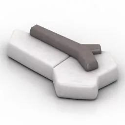 Four Seats Sofa Grey Fabric 3d model