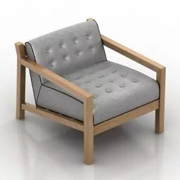 Brown Leather Tufted Sofa With Cushion 3d model