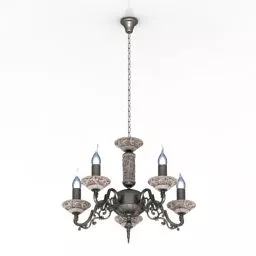 European Candlestick Chandelier Lamp 3d model