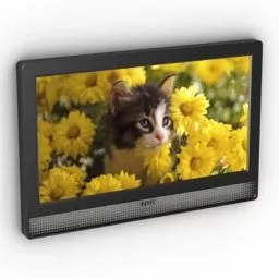 Silver Lcd Tv Flat Style With Stand 3d model