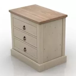 High Nightstand Wood Top 3d model