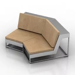 Grey Sofa With Two Pillows 3d model