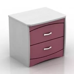 Nightstand Ash Wood With Drawer 3d model