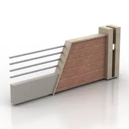 Brick Fence With Rail 3d model