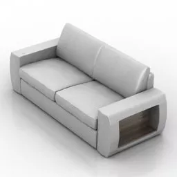 Living Room Sofa With Red Couch And Square Table 3d model