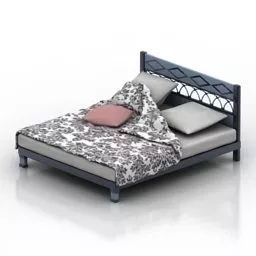 Double Bed With Mattress And Pillow 3d model