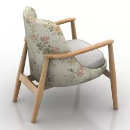 Wood Arm Armchair 3d model