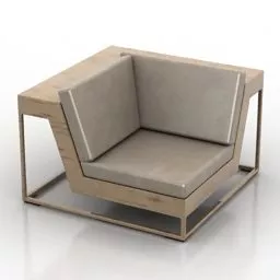 Red Leather Sofa With Square Table In Room 3d model