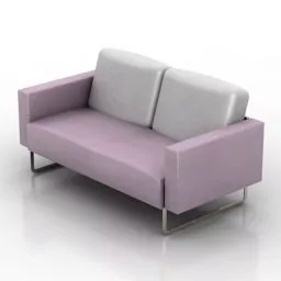 Living Room Sofa With Red Couch And Square Table 3d model