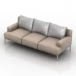 Wire Mesh Sofa With Upholstered Seats And Cushion 3d model
