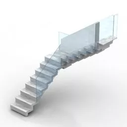 Staircase With Glass Handrail 3d model