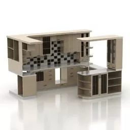 Wood Bedside Table With Wheels 3d model