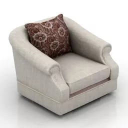Brown Leather Tufted Sofa With Cushion 3d model