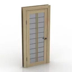Steel Door With Blur Glass Window 3d model