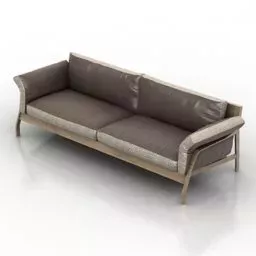 Sofa Bed With Ottoman Beige Color 3d model