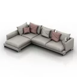 Sectional Sofa Set With Pillow 3d model