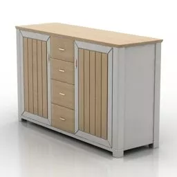 Side Locker Wooden Material 3d model