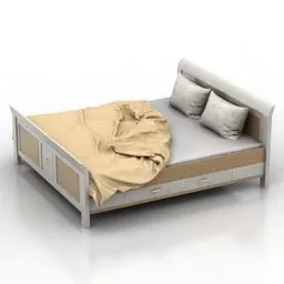Double Bed With Nightstand Blanket 3d model