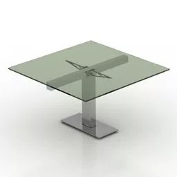 Glass Square Coffee Table Steel Leg 3d model
