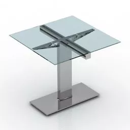 Glass Square Table Steel Frame 3d model