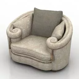 Curved Back Armchair Antique Style 3d model