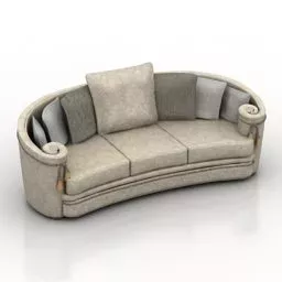 Grey Upholstered Sofa With Cushions 3d model
