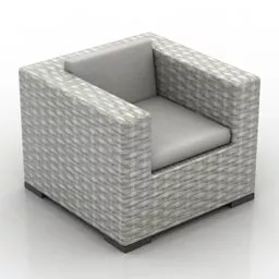 Cubic Armchair Grey Textile 3d model