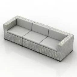 Grey Upholstered Sofa With Cushions 3d model