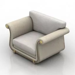 Elegant Armchair Curved Arm 3d model