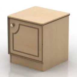Nightstand Ash Wood With Drawer 3d model