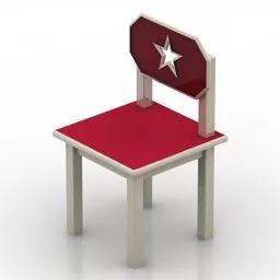 Wood Chair Kid Room 3d model