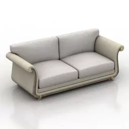 Set Of Realistic Sofa On Rug With Round Coffee Table 3d model