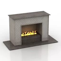 Stone Fireplace Simple Style 3d model