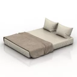 Hotel Bed With Backwall And Nightstand 3d model